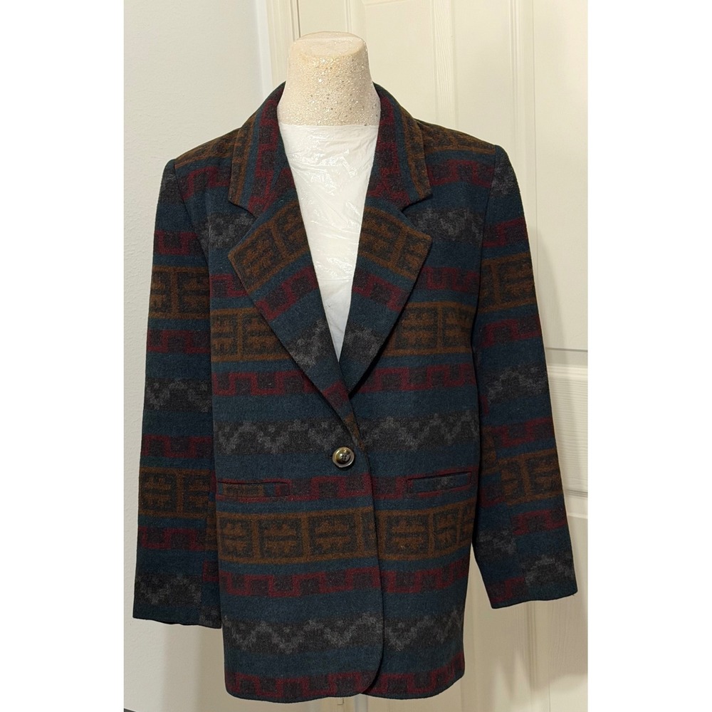 Braetan Women's sz S Vintage Southwestern Wool Blend Blazer Jacket Geometric